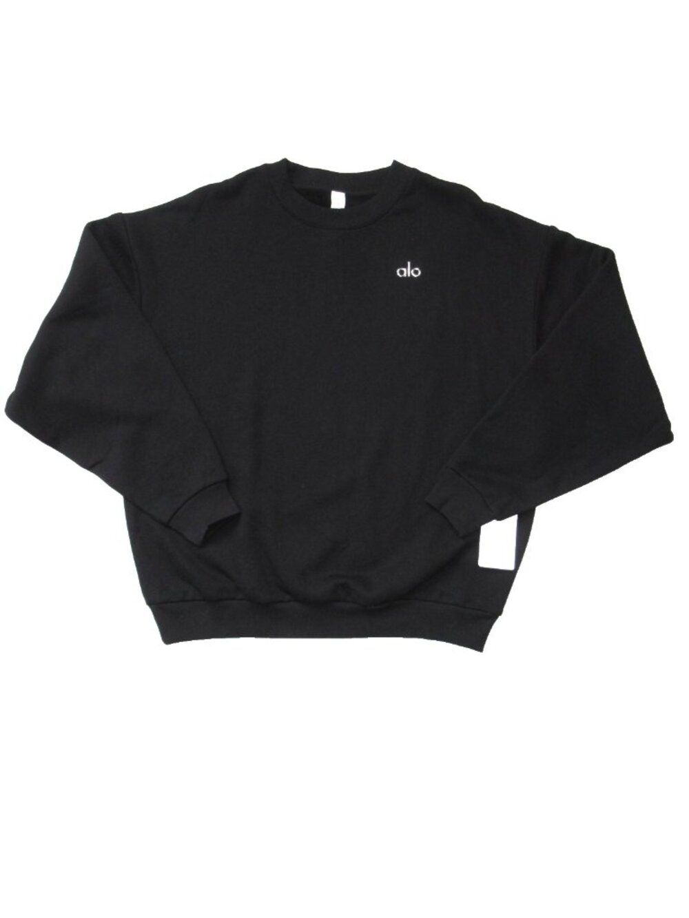 NWT Alo Unisex Accolade Crew Neck Pullover in Black Relaxed Fleece Sweatshirt M